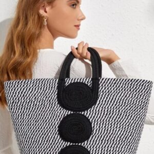Earthy Jute-Cotton Bags In White-Black