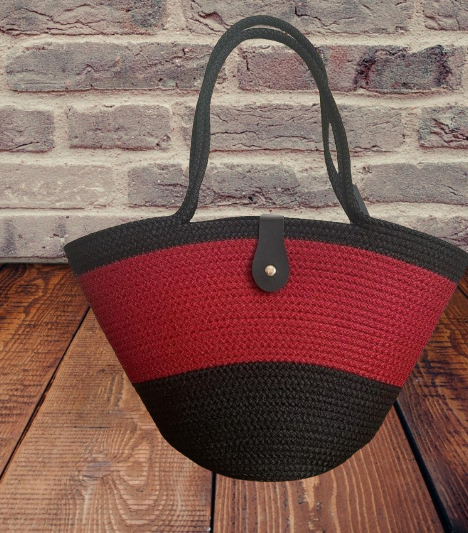 Green Glamour 'S Women Jute-Cotton Totes In Blk-Red