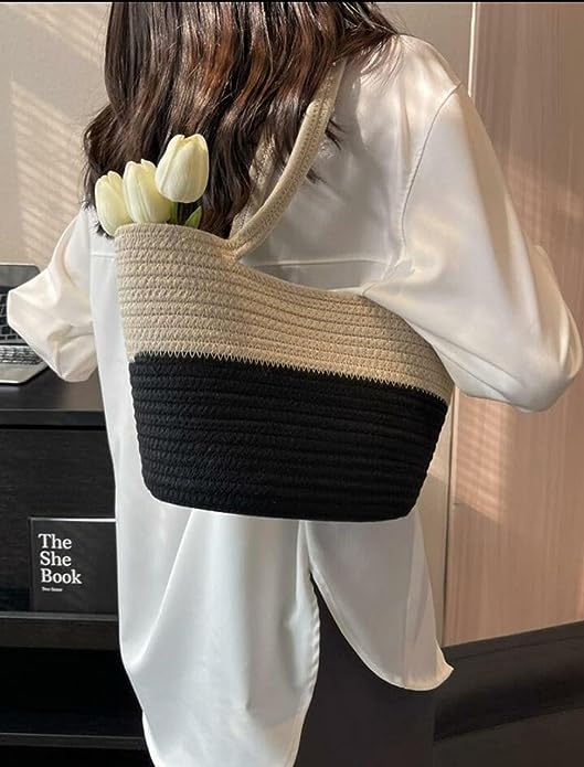 Organic Chic: 'S Jute-Cotton Women Style Bags Beige-Black