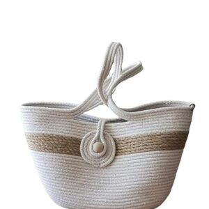 Beige Eco & Friendly Jute Women'S Tote Shoulder