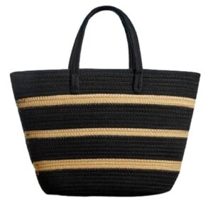Black Beige Eco & Friendly Jute Women'S Tote