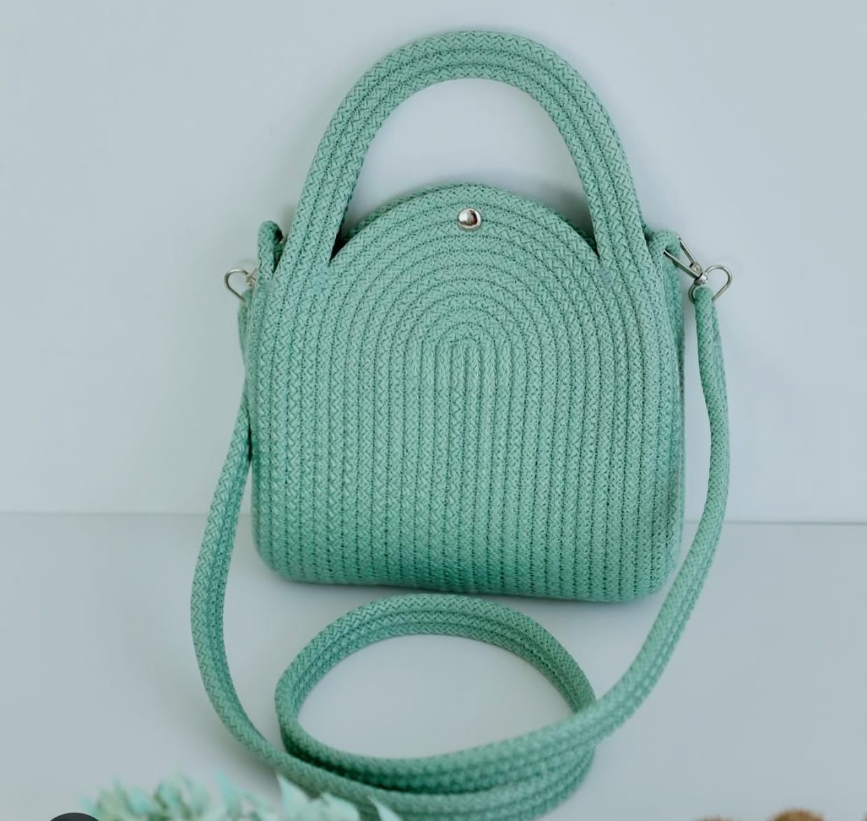 Mint Breeze Woven Crossbody Bag For Women