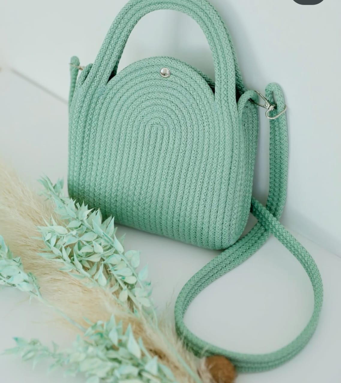 Mint Breeze Woven Crossbody Bag For Women - Image 2