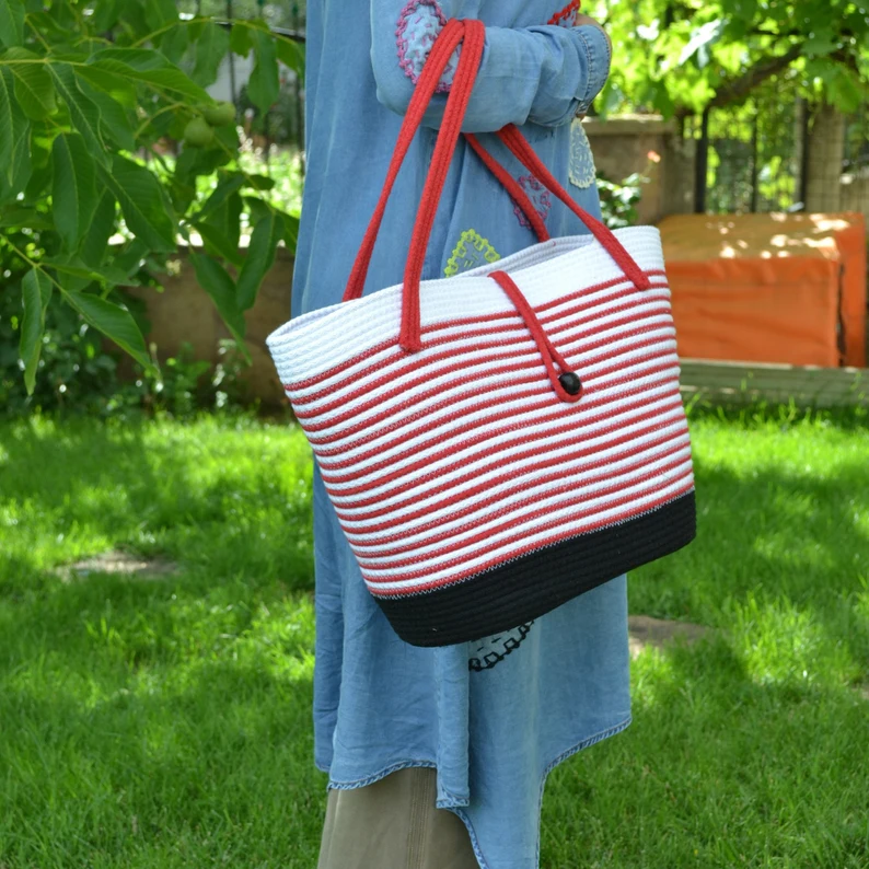 Enviro Totes By Fashionable Jute-Cotton Bags In White - Image 3