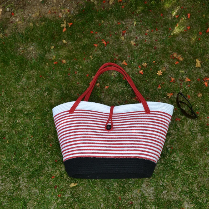 Enviro Totes By Fashionable Jute-Cotton Bags In White - Image 5