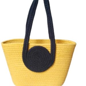 Naturals Jute-Cotton Women Bag Collection In Black-Yellow Tikki