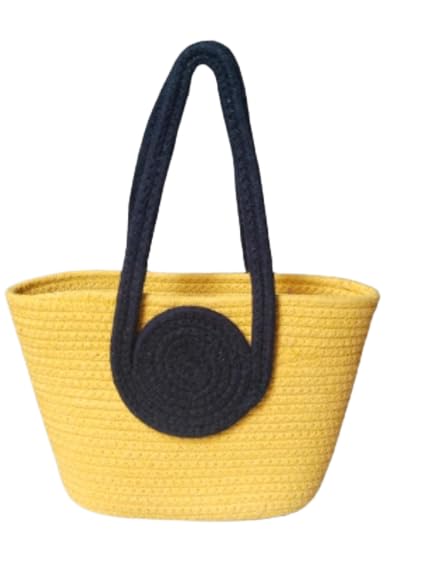 Naturals Jute-Cotton Women Bag Collection In Black-Yellow Tikki