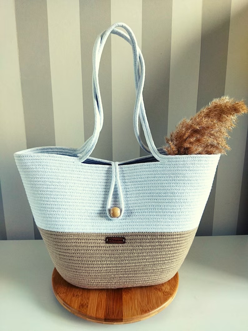 Green Glamour Women Jute-Cotton Totes In White -Beige - Image 2