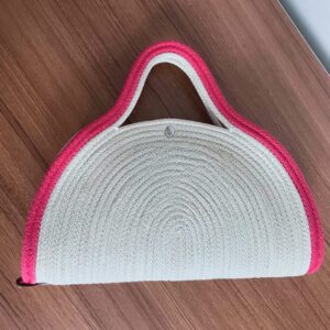 Red And White Crochet Jute - Natural