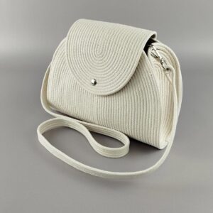 Elegant Creamish Woven Crossbody Bag