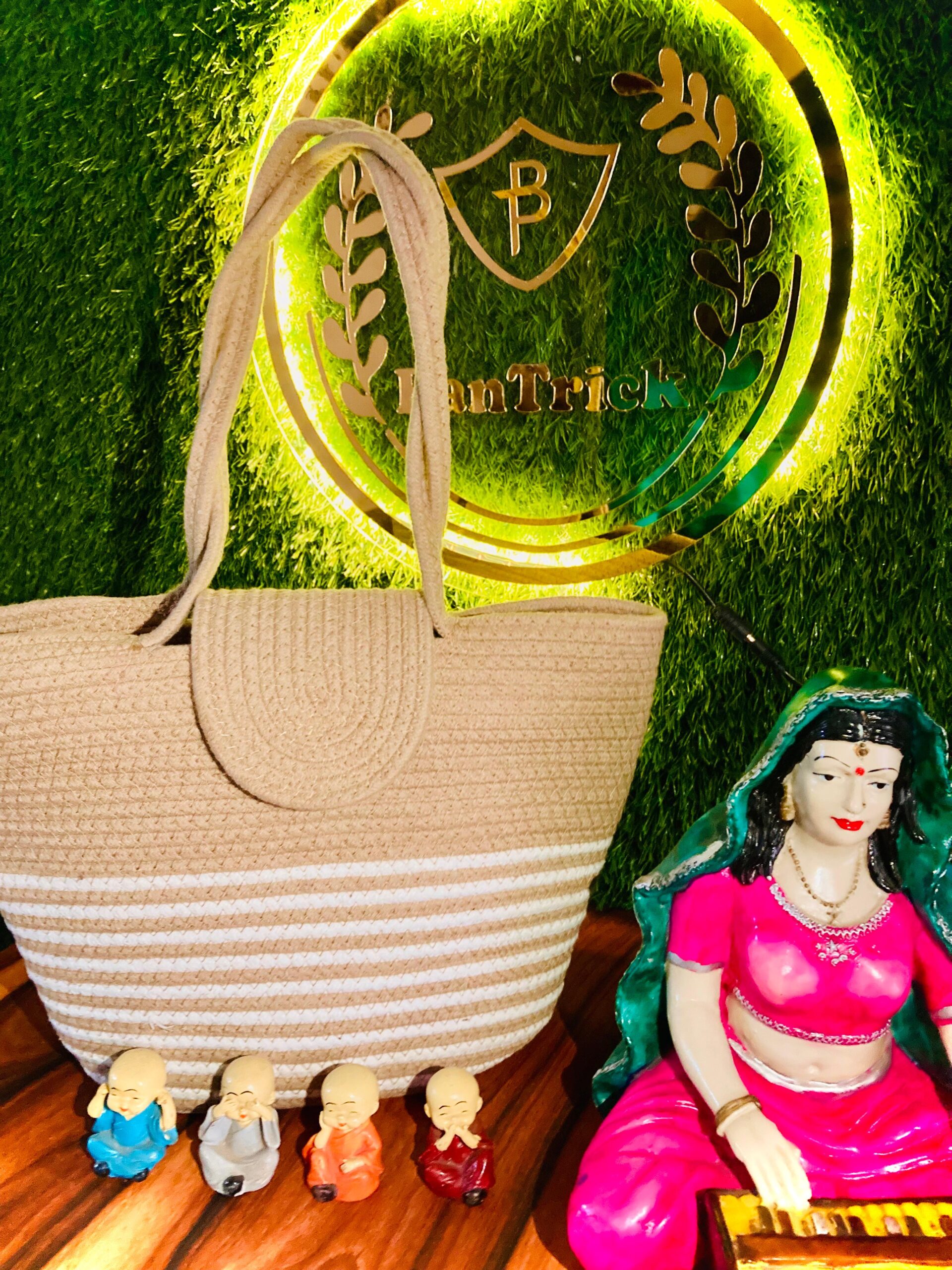 Beige Eco & Friendly Jute Women'S Tote Shoulder - Image 3