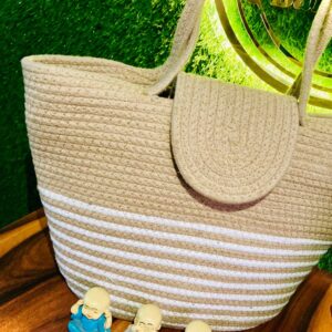 Beige Eco & Friendly Jute Women'S Tote Shoulder
