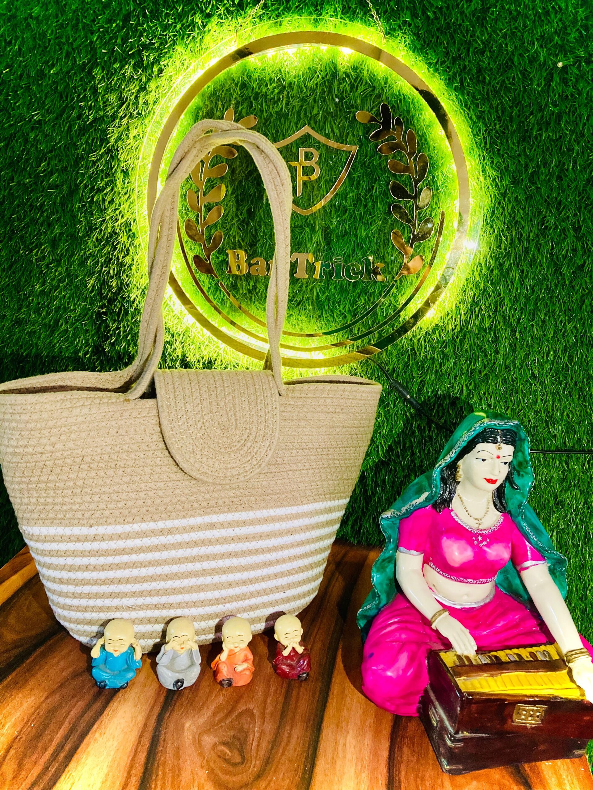 Beige Eco & Friendly Jute Women'S Tote Shoulder - Image 4