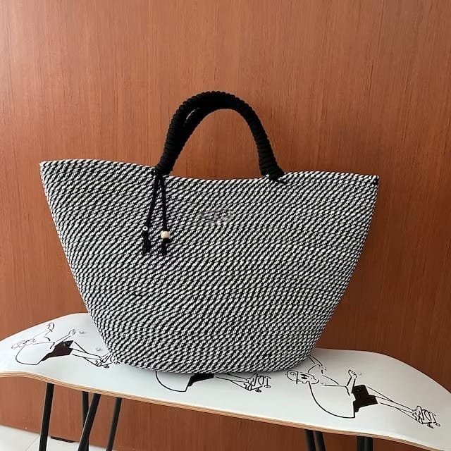 Eco- Friendly Women Tote Jute Grey-Black