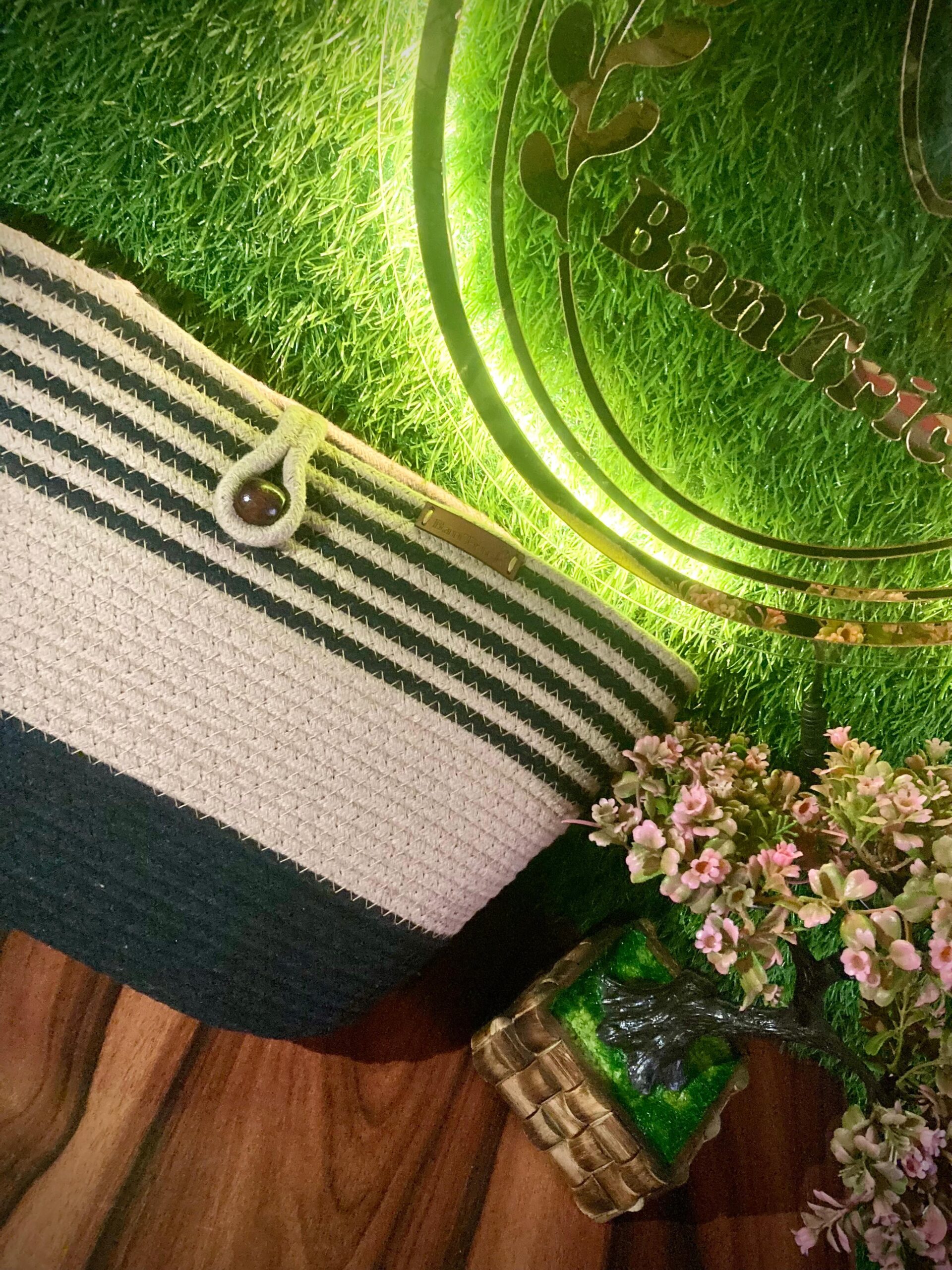 Beige & Black Earth Tote - Sustainable Jute - Image 3