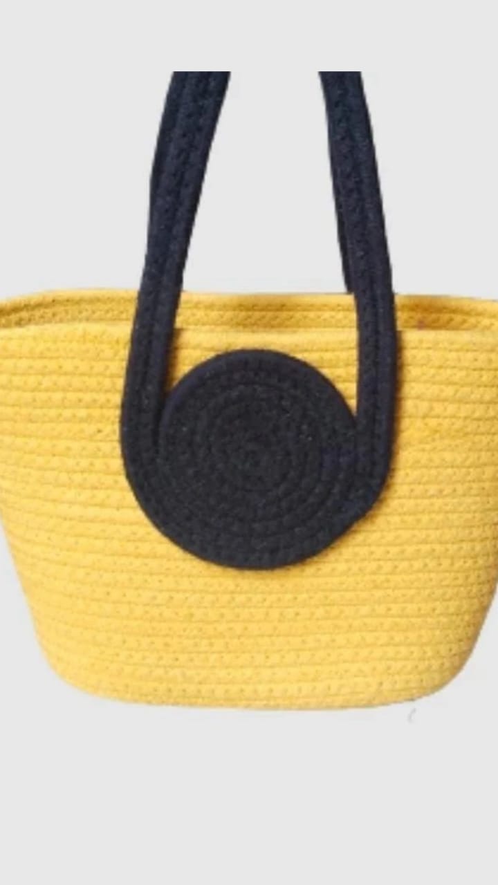 Naturals Jute-Cotton Women Bag Collection In Black-Yellow Tikki - Image 3