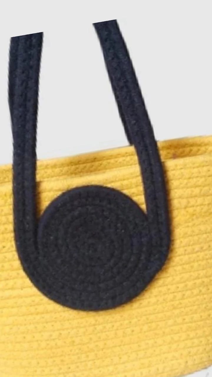 Naturals Jute-Cotton Women Bag Collection In Black-Yellow Tikki - Image 2