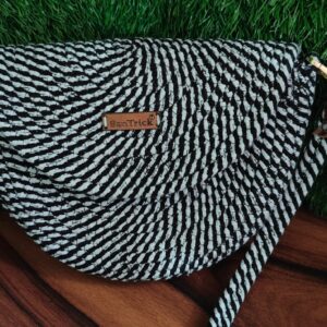 Natural Jute Striped Sling Shoulder Bag