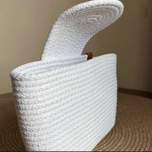 Cotton Rope/ Jute /Small Dry grass/Natural Cane/Chic Dry Grass Bag/Cotton Rope Woven Bag For Women Vibrant Cotton Rope Handbag Chic Large Tote For Women,Stylish Carryall & Shoulder White-Pink Bag