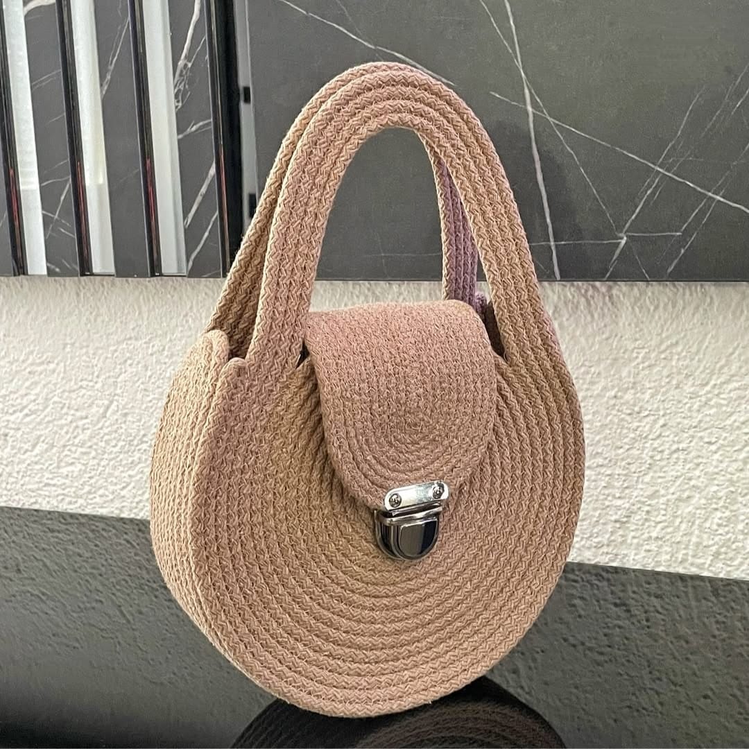 Cotton Rope/ Jute /Small Dry grass/Natural Cane/Chic Dry Grass Bag/Cotton Rope Crossbody Bags Quilted Sling Bag For Women Cross Body Purses Small Shoulder Handbag Sling Bag Wit Adjustable Wide Strap Handbag