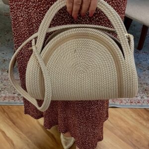 Cotton Rope/ Jute /Small Dry grass/Natural Cane/Chic Dry Grass Bag/Super Area Rugs/All Natural Soft Jute Braided Hand-Woven Rug Natural Black-Pink Oval Mat