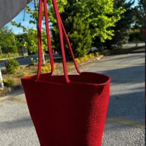 Cotton Rope/ Jute /Small Dry grass/Natural Cane/Chic Dry Grass Bag/Cotton Rope Woven Bag For Women Vibrant Cotton Rope Handbag Chic Large Tote For Women,Stylish Carryall & Shoulder Red Bag