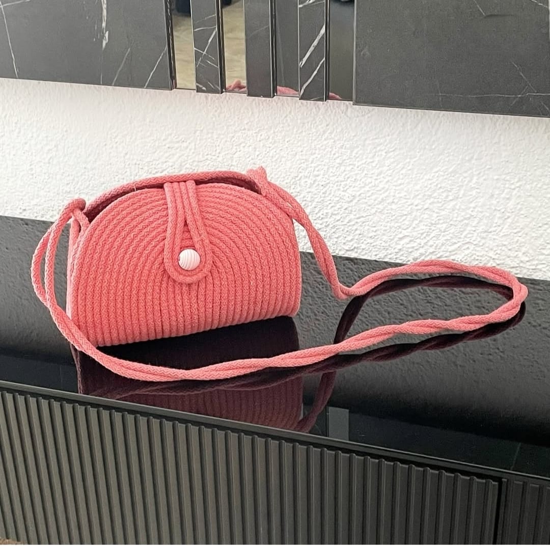 Cotton Rope/ Jute /Small Dry grass/Natural Cane/Chic Dry Grass Bag/Cotton Rope Crossbody Bags Quilted Sling Bag For Women Cross Body Purses Small Shoulder Handbag Sling Bag Wit Adjustable Wide Strap Handbag