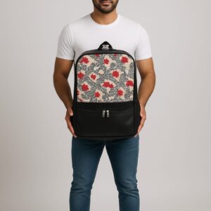 Nawabi Couture Office Backpack, Laptop Backpack Kashmiri Tulips Office Backpack, Kashmir Blooms Statement Backpack, Gwalior Weaves School, Office, Travel, Trip, Backpack