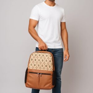 Bidri Kaiser Office Backpack Nawabi Couture Office Backpack, Laptop Backpack Kashmiri Tulips Office Backpack, Kashmir Blooms Statement Backpack, Gwalior Weaves School, Office, Travel, Trip, Backpack