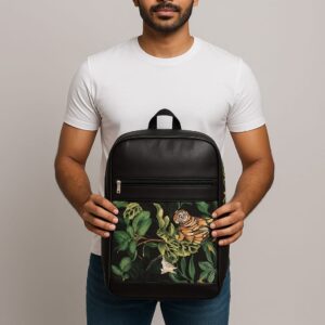 Japanese Tiger Office Backpack Nawabi Couture Office Backpack, Laptop Backpack Kashmiri Tulips Office Backpack, Kashmir Blooms Statement Backpack, Gwalior Weaves School, Office, Travel, Trip, Backpack