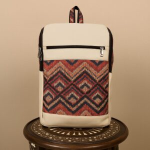 Gwalior Weaves Office Backpack Nawabi Couture Office Backpack, Laptop Backpack Kashmiri Tulips Office Backpack, Kashmir Blooms Statement Backpack, Gwalior Weaves School, Office, Travel, Trip, Backpack