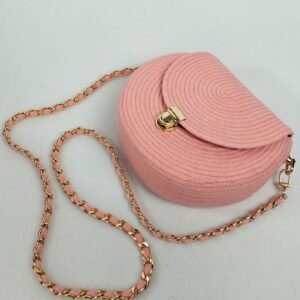 Handmade cotton cored corssbody Bags small purse with gold chain strap and strap and clasp, Elegant shoulder bag,